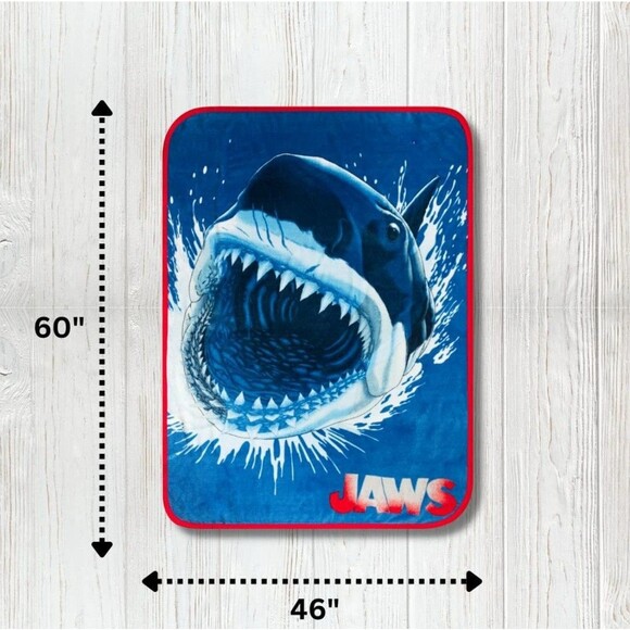 Franco Universal Jaws Throw Blanket 46 In X 60 In Blue & Red Collectibles Soft - Picture 2 of 5